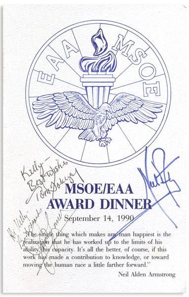Neil Armstrong Signed Program for the Experimental Aircraft Association Award Dinner -- Also Signed by James Lovell